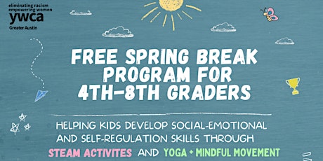 Image principale de No-Cost Spring Break Program for 4th-8th Graders 1pm-4pm March 11-13