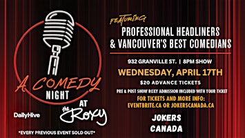 Imagem principal de A Comedy Night @ The Roxy (Produced By Jokers Canada)