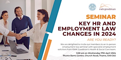 RWK Goodman Seminar: Key HR and employment law changes in 2024 primary image