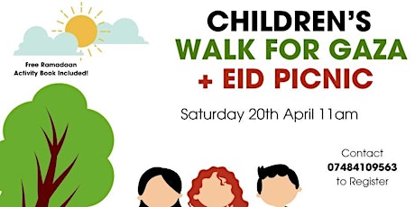 Primaire afbeelding van Children's Walk for Gaza + Eid Picnic!