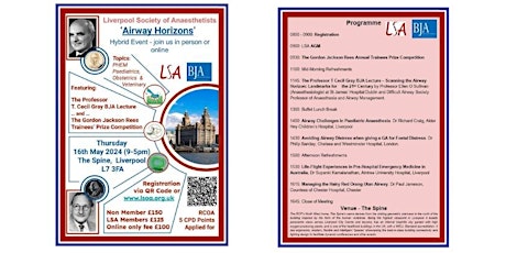 Airway Horizons - featuring TCG BJA Lecture and the GJR Trainees Prize