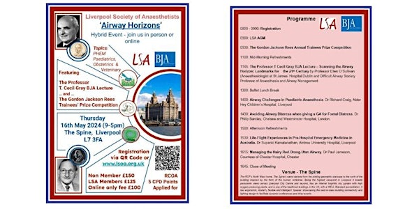 Airway Horizons - featuring TCG BJA Lecture and the GJR Trainees Prize
