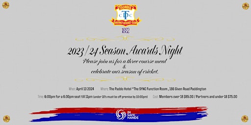 Toombul District Cricket Club Season 2023/24 Season Awards Night primary image
