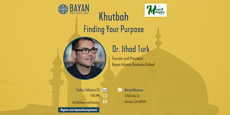 Khutbah at Masjid Maryam with Dr. Jihad Turk primary image