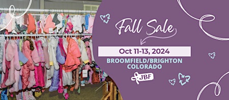 Primaire afbeelding van JBF Broomfield/ Brighton Oct 2024 Pre-Pay Discounted Consignor Fee