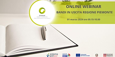Immagine principale di Online webinar  Bandi in uscita Regione Piemonte 