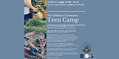 Primaire afbeelding van TCC Teen Camp June 3-7, 10-14, & 15th 2024