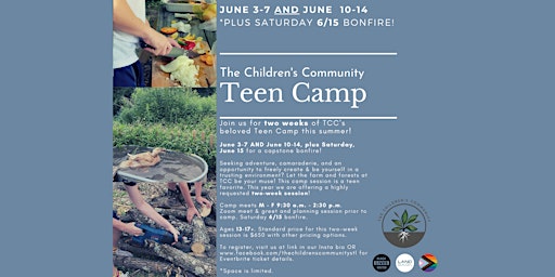 Hauptbild für TCC Teen Camp June 3-7, 10-14, & 15th 2024