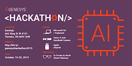 Genesys Hackathon - Prizes: MS Surface Go, Osmo Pocket, AirPods, Focals by North primary image