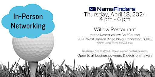 Imagen principal de NameFinders Las Vegas April 2024 In-Person Business Networking Event