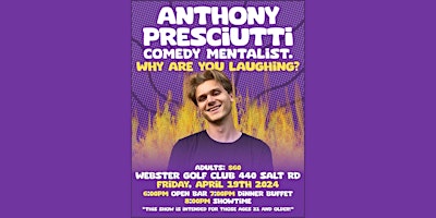 Immagine principale di Comedy Mentalist  Show, Featuring Rochester's Own, Anthony Presciutti! 