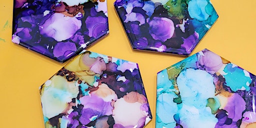 Primaire afbeelding van Alcohol Ink and resin coasters (4)