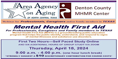 Mental Health First Aid For Professionals, Caregivers  & Family Members -TX