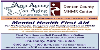 Mental Health First Aid For Professionals, Caregivers  & Family Members -TX primary image