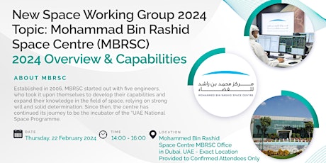 Hauptbild für DSMC New Space Working Group | Feb. 2024 | MBRSC Dubai Offices