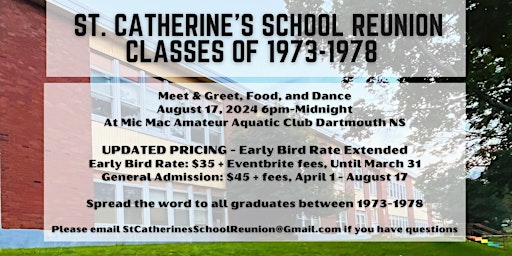 Primaire afbeelding van St Catherine's School Reunion Halifax Nova Scotia Classes of 1973-1978