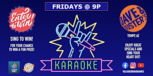 Primaire afbeelding van Karaoke Night | Dave & Buster's - Tempe AZ - Fridays at 9p
