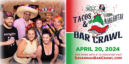 Image principale de Tacos and Margaritas Bar Crawl Savannah. GA