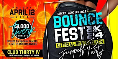 Primaire afbeelding van FRIDAY APRIL 12 - BOUNCE FEST & JUMP OFF PARTY AT CLUB 34