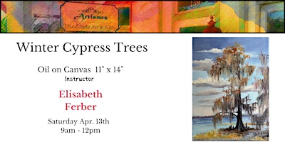 Imagem principal do evento Winter Cypress Trees  in Oil 11"x  14"