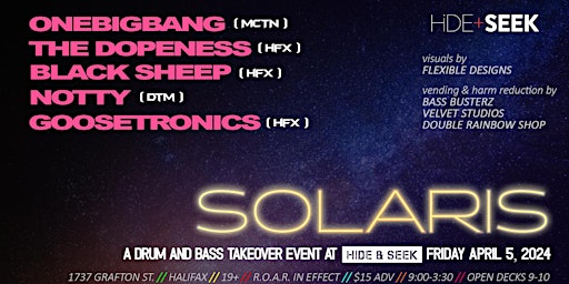 Imagem principal do evento SOLARIS : A Drum and Bass Takeover Event // HIDE + SEEK