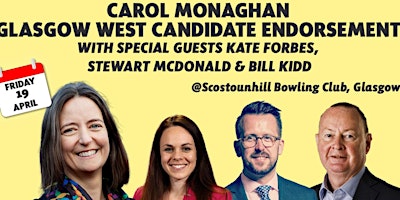 Imagem principal do evento Carol Monaghan: Glasgow West Candidate Endorsement