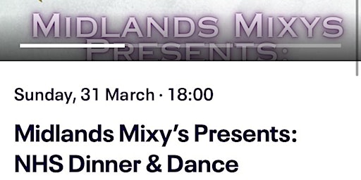 Primaire afbeelding van Midlands Mixy’s Presents: NHS Dinner & Dance