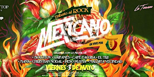 Imagem principal do evento TRIBUTO AL ROCK MEXICANO! Friday MAY 3rd @ ROOFTOP LIVE HARDROCK