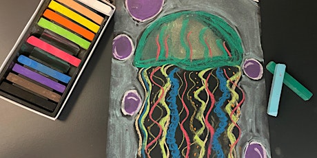 Chalk pastel jellyfish (Gulgong Library ages 6-12)