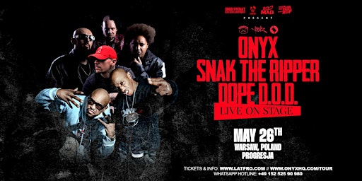 Imagem principal do evento Onyx, Snak The Ripper &  Dope D.O.D. Live in Warsaw