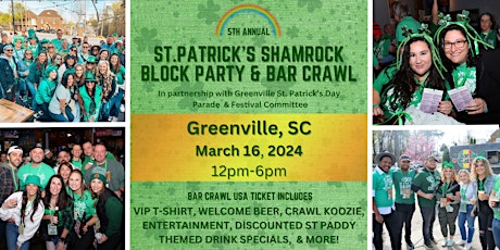 Greenville St. Patrick's Shamrock Bar Crawl & Festival primary image