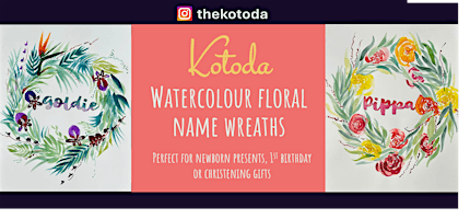 Primaire afbeelding van Watercolour name wreath painting - Newborn gifts /1st birthday $100pp