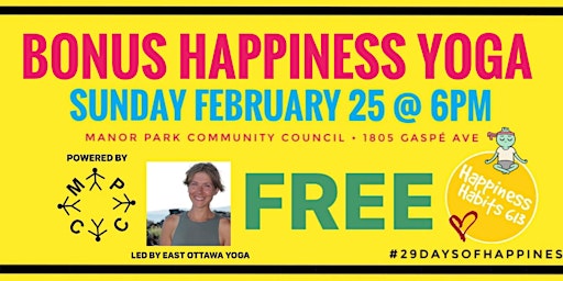 BONUS Happiness Yoga : Happiness Habits 613 x East Ottawa Yoga primary image