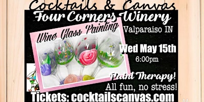 Imagem principal do evento Floral Wine Glass Mother's Day Cocktails and Canvas Painting Art Event