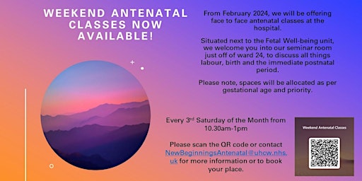 Hauptbild für Weekend Antenatal Classes @ UHCW