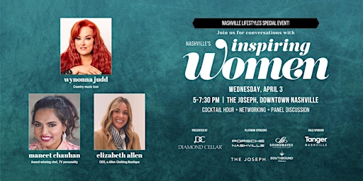 Hauptbild für Nashville Lifestyles "Inspiring Women" Cocktail Hour + Panel Discussion