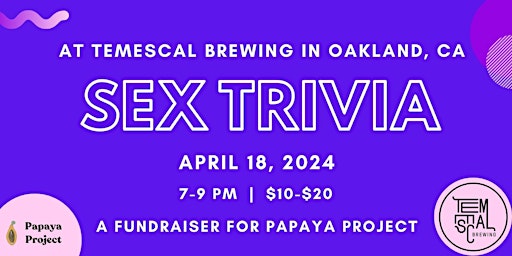 Imagen principal de Sex Trivia @ Temescal Brewing in Oakland, CA