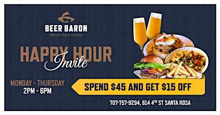 Immagine principale di Happy Hour at Beer Baron Whiskey Bar and Kitchen 