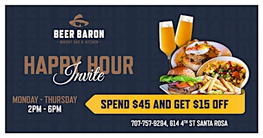 Happy Hour at Beer Baron Whiskey Bar and Kitchen primary image
