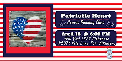 Immagine principale di Patriotic Heart Canvas Painting  Class Fundraiser 