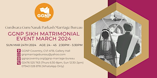 GGNP Sikh Matrimonial Event March 2024 primary image