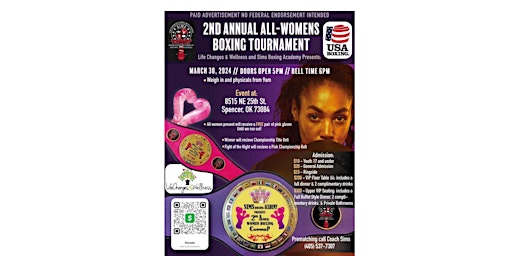 Primaire afbeelding van 2nd Annual All Women Boxing Tournament