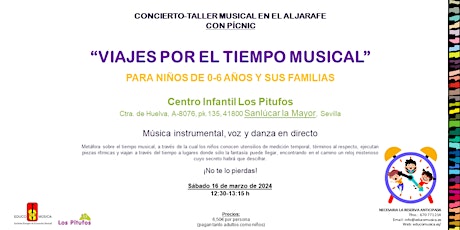 Imagen principal de CONCIERTO-TALLER "VIAJES POR EL TIEMPO MUSICAL" CON PÍCNIC