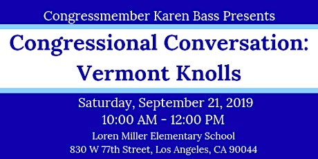 Congressional Conversation Series: Vermont Knolls / Conversación del Congreso: Vermont Knolls primary image