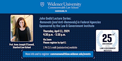 John Gedid Lecture:  Removals (and Anti-Removals) in Federal Agencies primary image