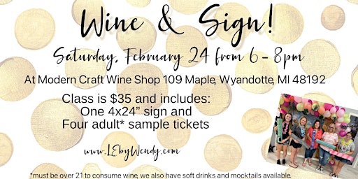 Wine & Sign - Saturday, February 24 from 6-8pm primary image
