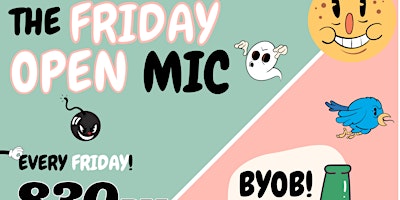 Imagen principal de FRIDAY COMEDY OPEN MIC @ THE GIMMICK! BYOB!