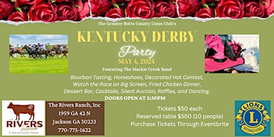 Primaire afbeelding van The Greater Butts County Lions Club Kentucky Derby Party