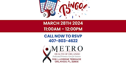 Imagen principal de Free Senior  65+ BINGO! at Metro Health of Orlando