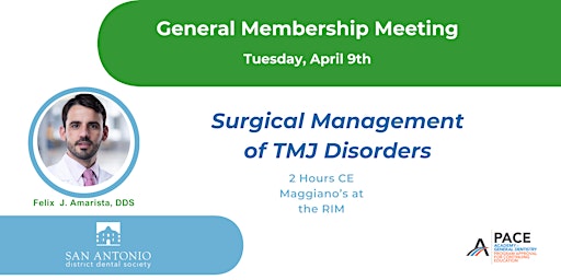 Primaire afbeelding van SADDS April GM Meeting: Surgical Management of TMJ Disorders